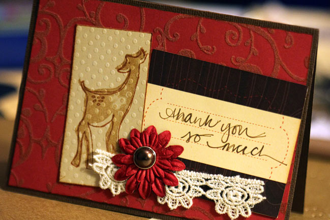 handmade card with banana frog stamps