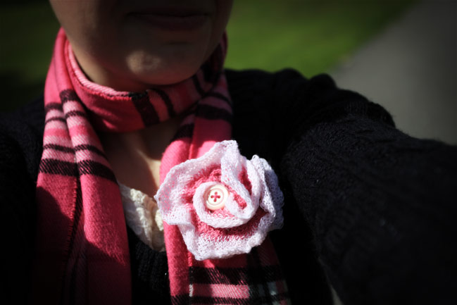 handknit flower corsage