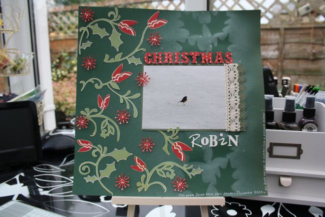 christmas scrapbook page with tattered angels glimmer mists