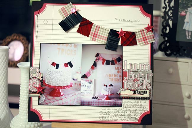 scrapbook page with fabric bunting