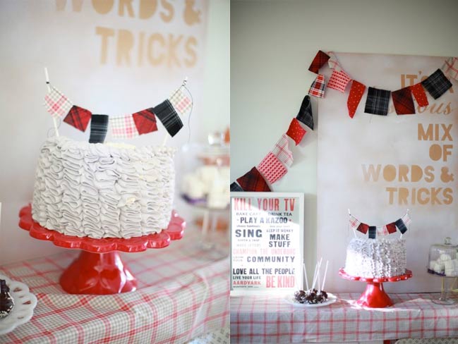 ruffle cake with bunting