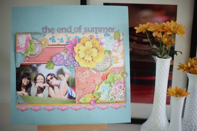 scrapbook page with sassafras foldies + sweetly smitten
