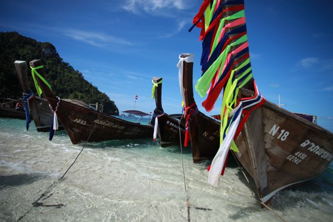 longtail boats in ao nang thailand