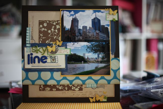stamped scrapbook page