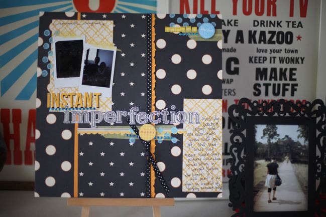 scrapbook page with instax photos