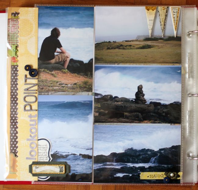 scrapbook page with divided page protectors