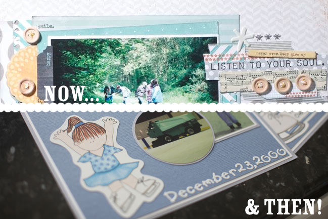 my mind's eye scrapbook pages :: then and now