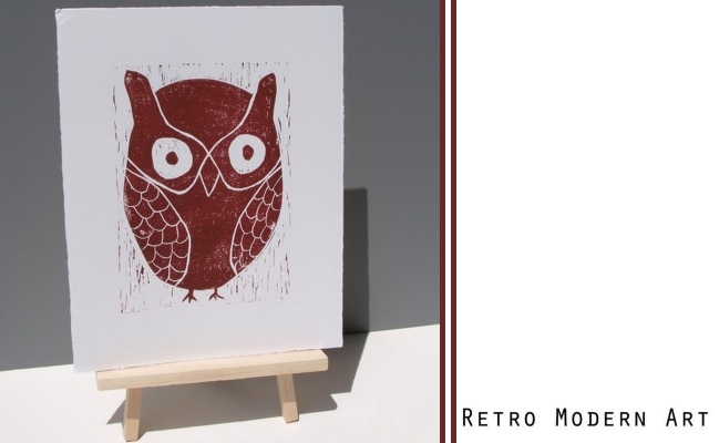 owl print from retro modern art