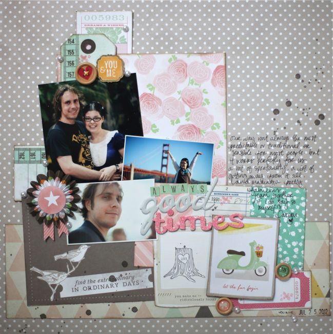 scrapbook page with dear lizzy supplies