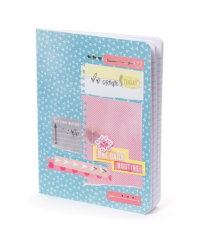 notebook decorated with scrapbooking supplies from the amy tangerine yes, please collection by american crafts