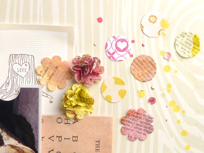 scrapbooking with old book pages by Julie Kirk @ shimelle.com