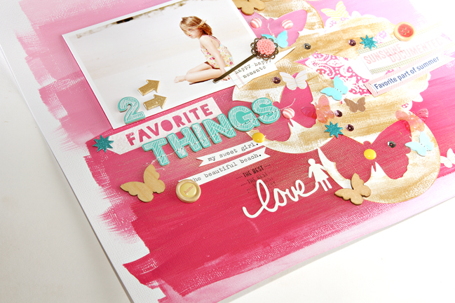 weekly challenge: paint your scrapbook page // layout by corrie jones