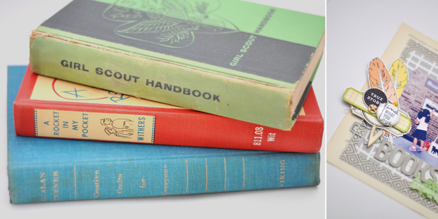 Five Ways to Scrapbook with Vintage Books by Martha Bonneau @ shimelle.com