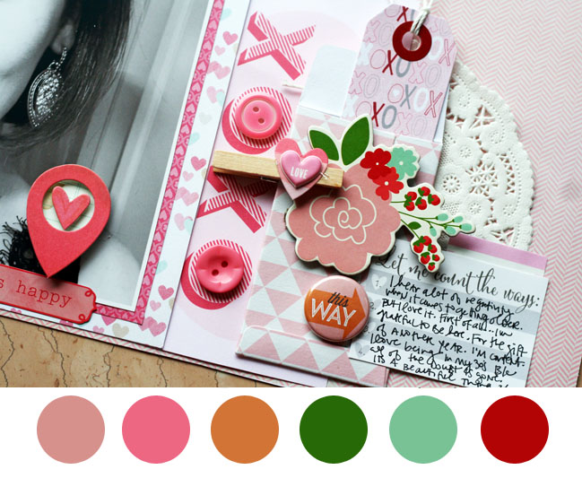 scrapbooking colour schemes with pink by stephanie howell @ shimelle.com