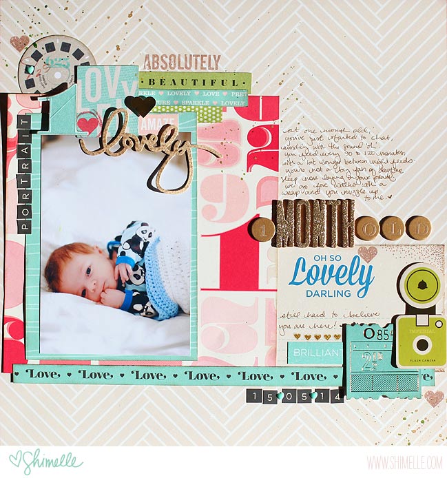 scrapbook page with the Shimelle collection by American Crafts