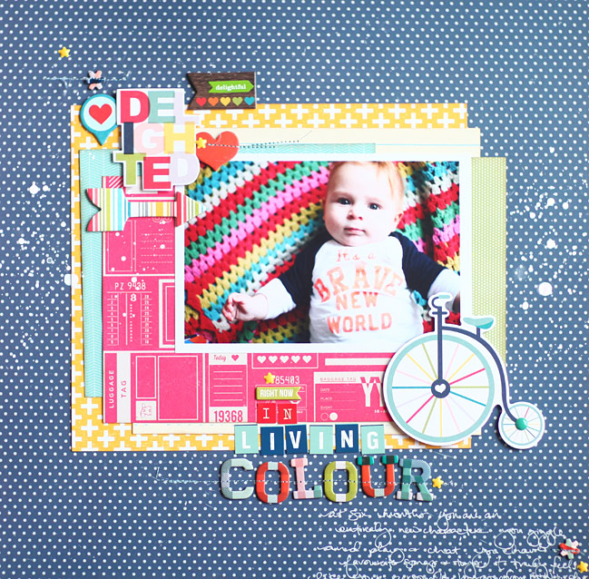 bright and bold colour story // scrapbook page by Shimelle Laine