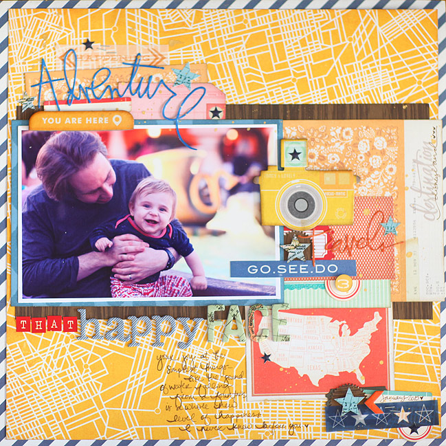 Designing scrapbook pages with strong horizontal lines // scrapbook page by Shimelle Laine