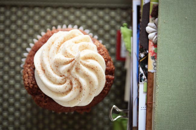 pumpkin cupcake with scrapbook