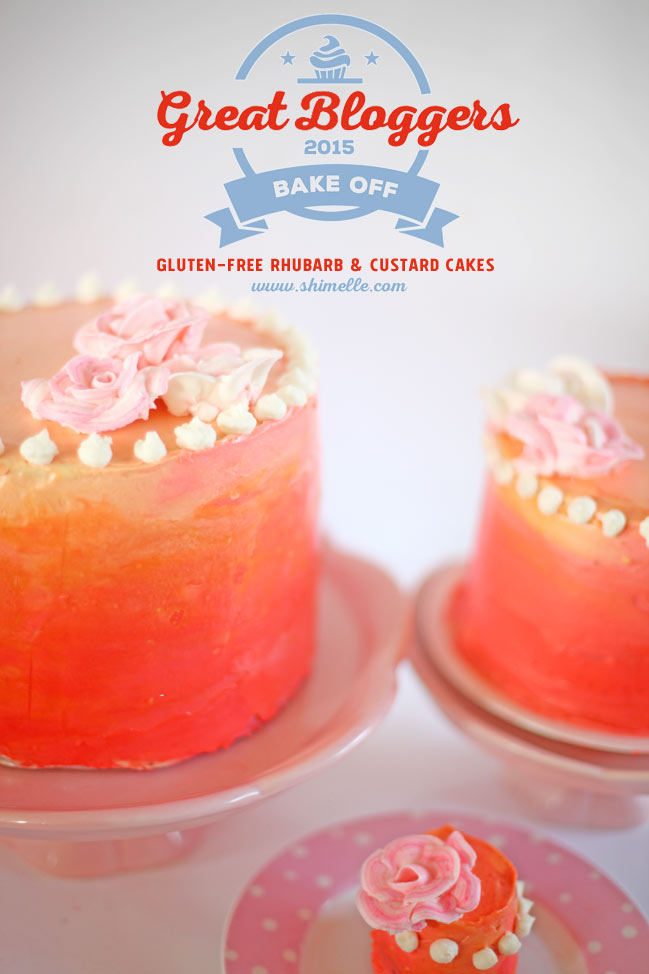 gluten free rhubarb and custard layer cake - inspired by the great british bake off #gbbo @ shimelle.com