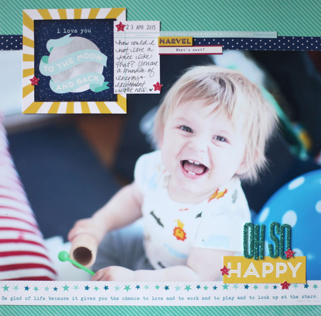 scrapbook page made with the Starshine collection from Shimelle & American Crafts @ shimelle.com