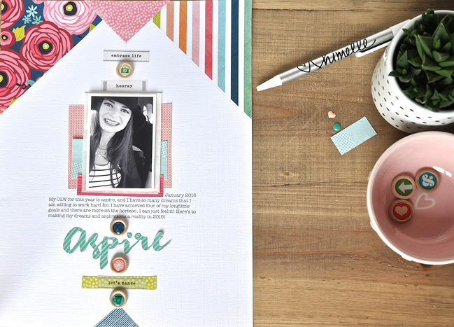 weekly challenge: scrapbook a selfie  @ shimelle.com // layout by Leigh Odynski