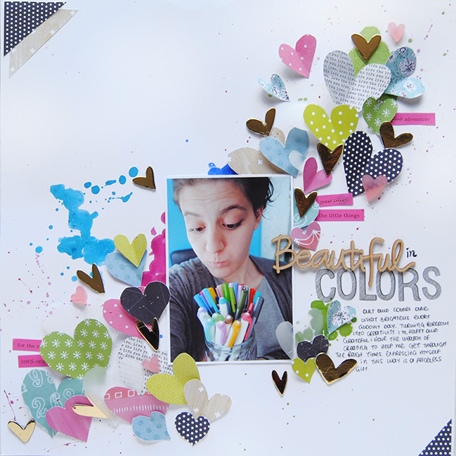 a scrapbooking colour story of blues, greens, and rose with zinia amoiridou @ shimelle.com