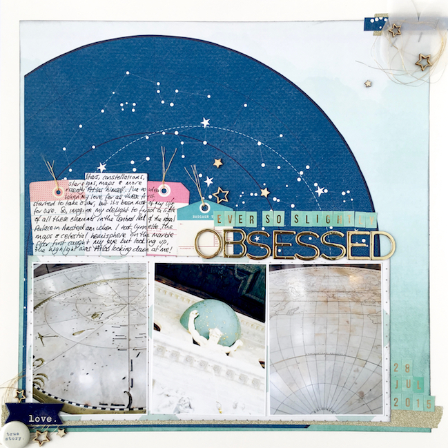 weekly challenge: scrap 3 photos on one page // layout by Lisa Hausman