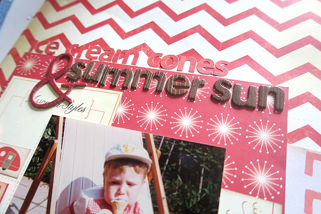 Scrapbooking older photos with a monochromatic colour scheme by Shimelle Laine