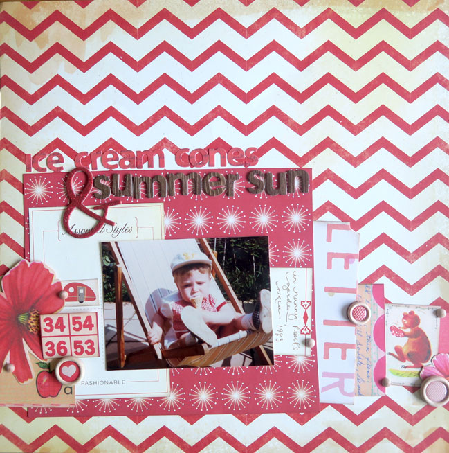 Scrapbooking older photos with a monochromatic colour scheme by Shimelle Laine