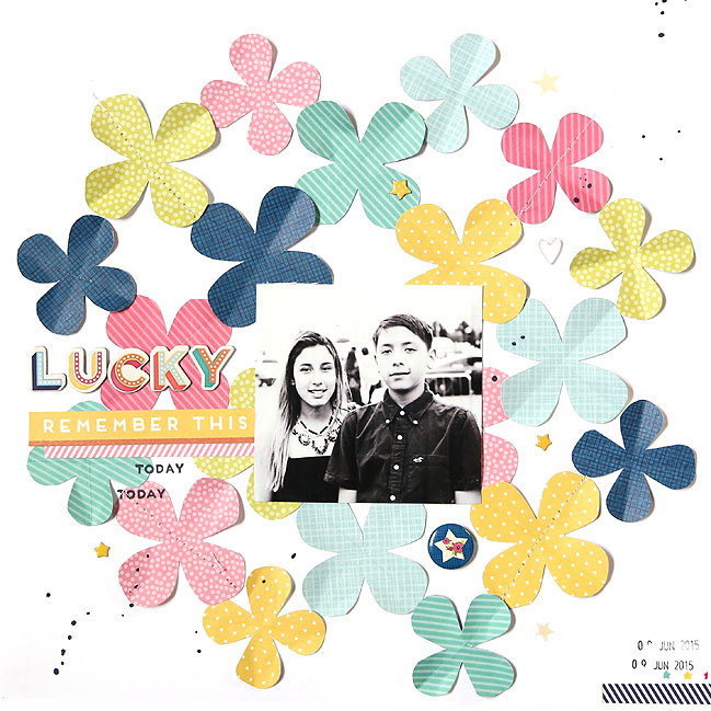 Repeat a shape on your scrapbook page // layout by Gina Lideros