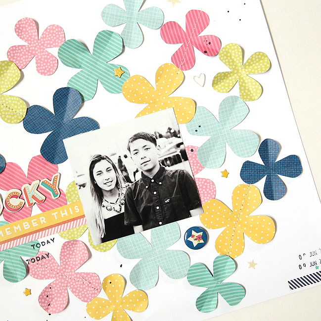 Repeat a shape on your scrapbook page // layout by Gina Lideros