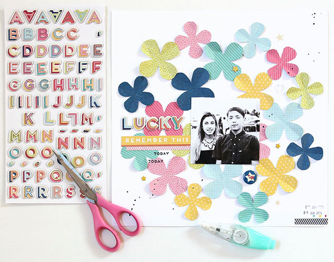 Repeat a shape on your scrapbook page // layout by Gina Lideros