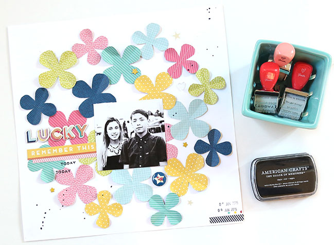 Repeat a shape on your scrapbook page // layout by Gina Lideros