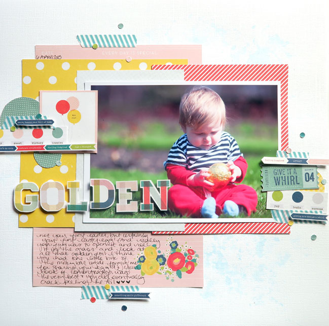 Glitter Girl takes on scrapbooking with minimal supplies // layout by shimelle laine