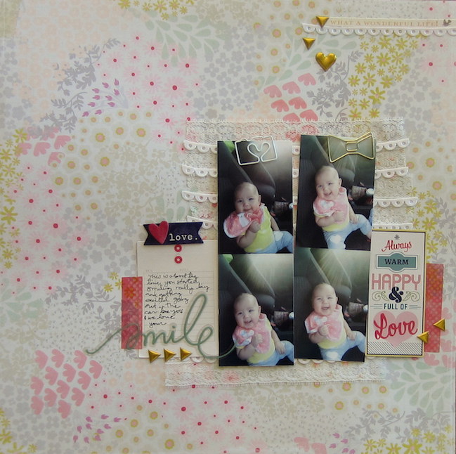 Scrapbooking with fabric and lace // scrapbook page by karla der