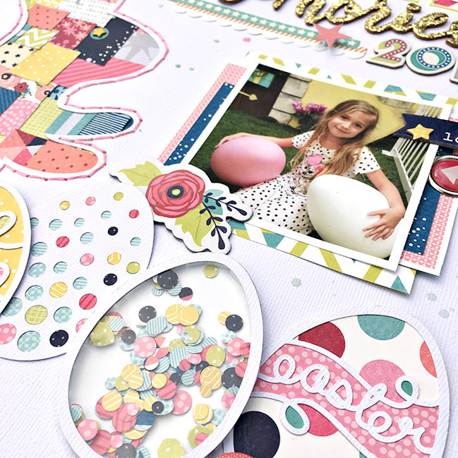 Easter Scrapbooking with Starshine and some clever cutting // layout by Heather Leopard