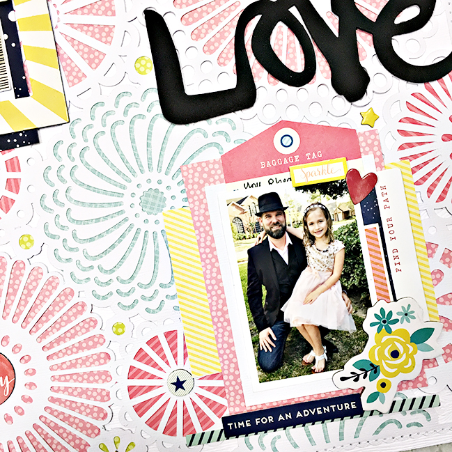 Scrapbooking with Flowers and Frills // scrapbook page by Heather Leopard