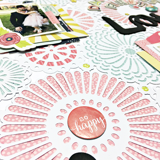 Scrapbooking with Flowers and Frills // scrapbook page by Heather Leopard