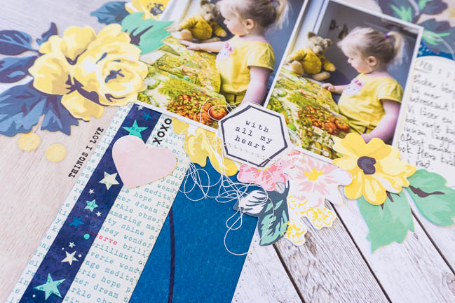 Scrapbooking with woodgrain patterns // scrapbook page by Ida Rosberg