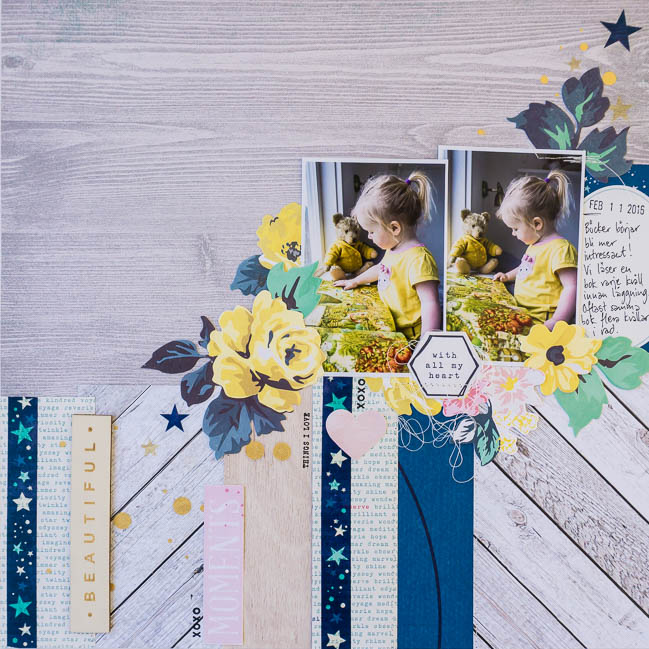 Scrapbooking with woodgrain patterns // scrapbook page by Ida Rosberg