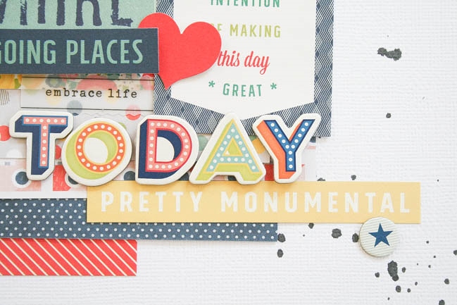 Use 3x4 cards on a 12x12 scrapbook page // page by Wendy Antenucci