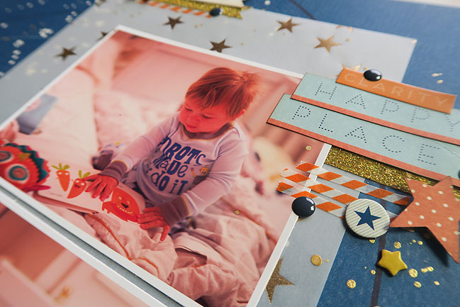 Glitter Girl scrapbooking video on layering // scrapbook page by shimelle laine