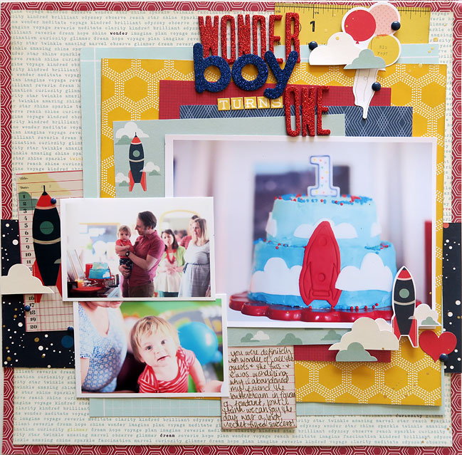 birthday scrapbook page by shimelle laine - with Glitter Girl video on scrapbooking with multiple photos