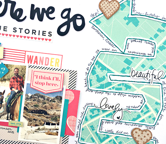 weekly challenge: scrapbook using arrows // scrapbook page by Heather Leopard