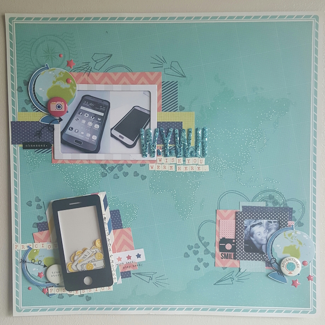 scrapbook with a folded journaling card // scrapbook page by Paula Brown