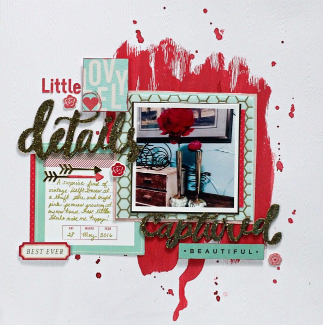 using watercolours on your scrapbook page // scrapbook page by Valerie Bishop