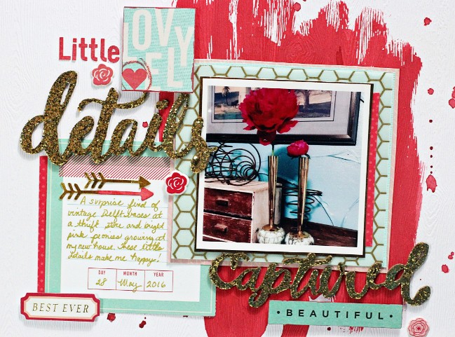 using watercolours on your scrapbook page // scrapbook page by Valerie Bishop