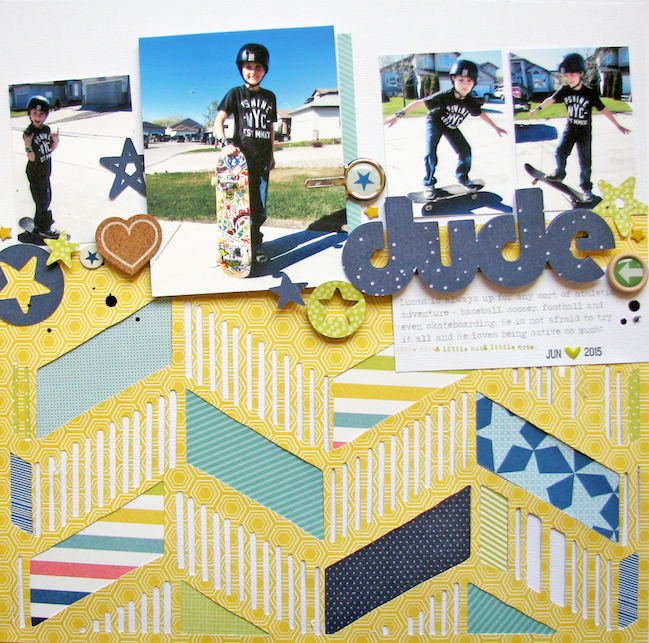a style for scrapbooking sporty kids // scrapbook page by Nicole Nowosad