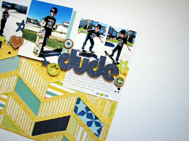 a style for scrapbooking sporty kids // scrapbook page by Nicole Nowosad