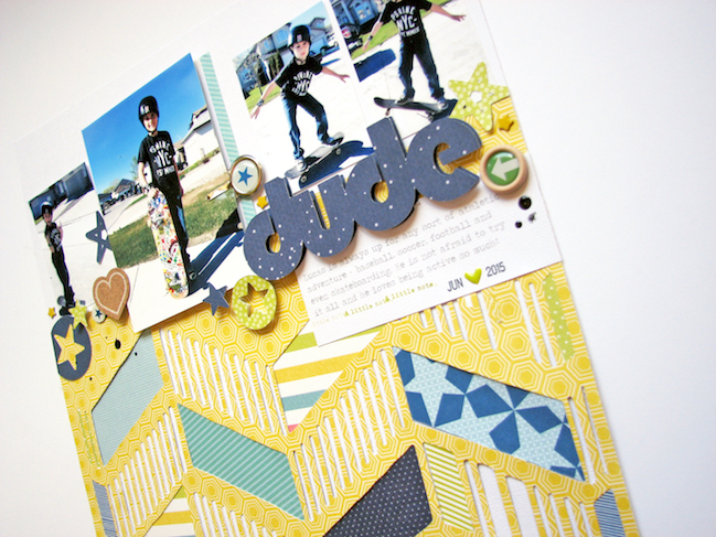 a style for scrapbooking sporty kids // scrapbook page by Nicole Nowosad